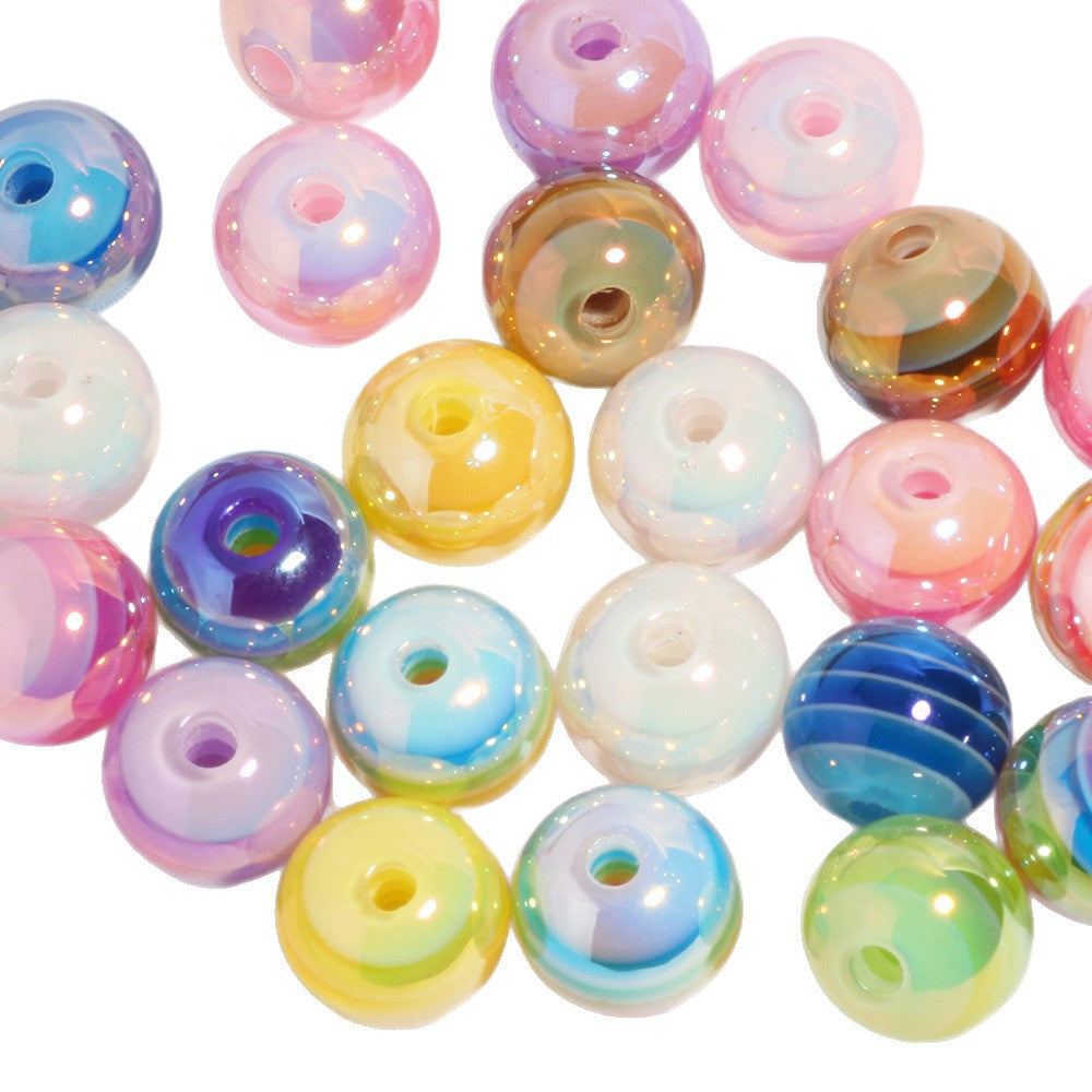 Wholesale 20PCS/Pack 10mm Horizontal Candy Beads Acrylic Handmade DIY Beads Loose Beads Mobile Phone Chain Key Chain Bag Accessories Accessories